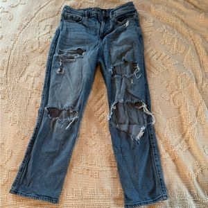 Hollister Ultra High-Rise Vintage Straight Jeans, Distressed Medium Wash